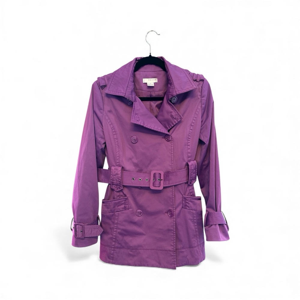 2010 Era Kenar Vibrant Purple Belted Trench Coat Size Medium
